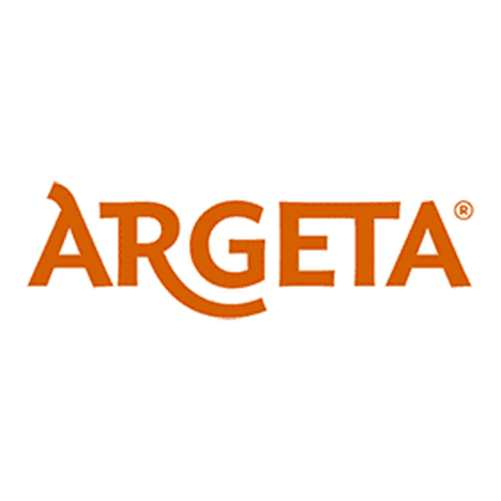 Logo von Argeta in orange mit stilisiertem "A", auf weißem Hintergrund.